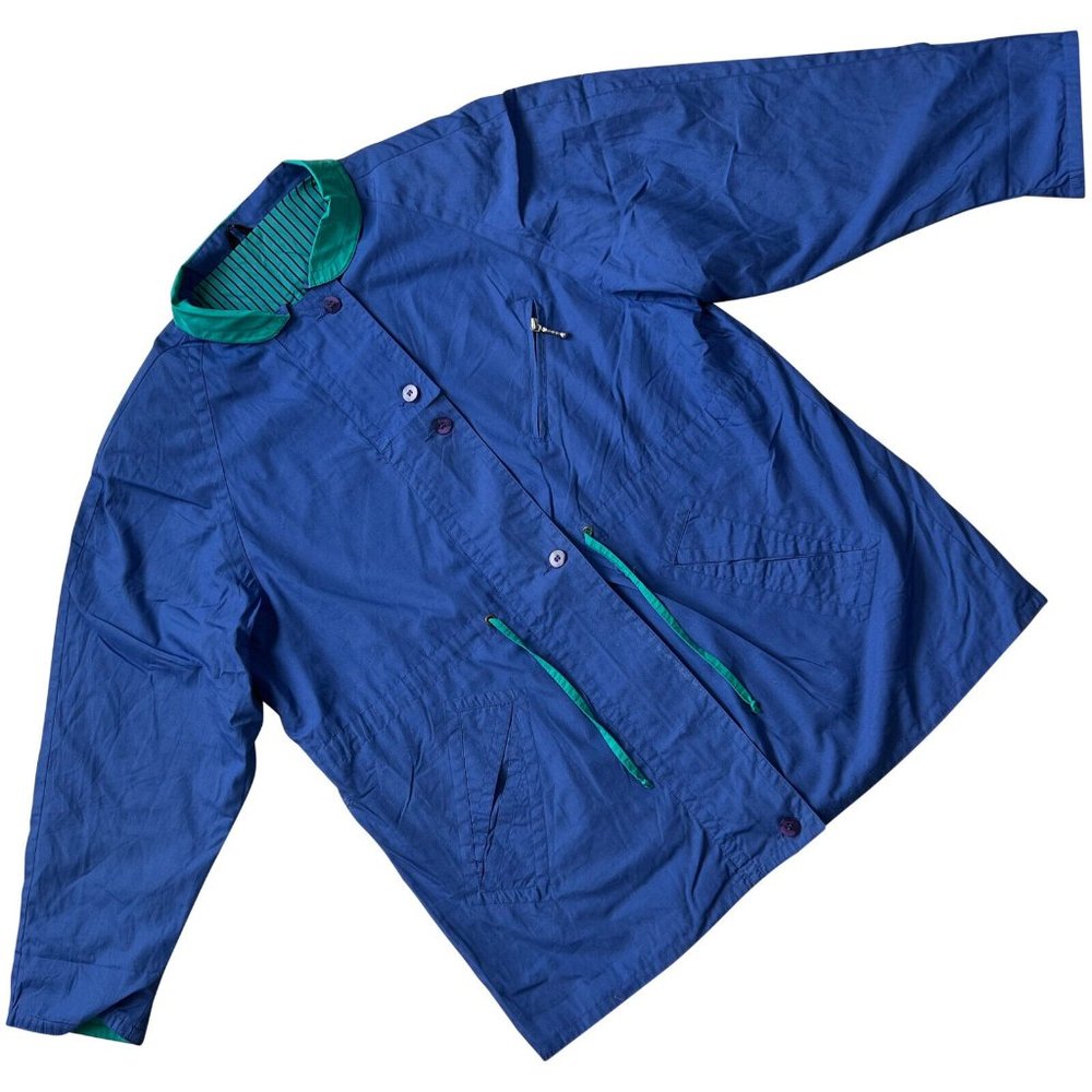 C&A (Switzerland) Poplin Bermuda Collar Paneled Parka Blue : L